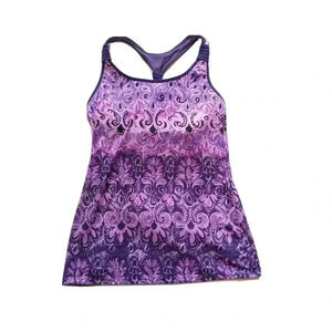 Athleta Purple Fuse Lavender Paisley Floral Print Racerback Tank Top Size XS S
